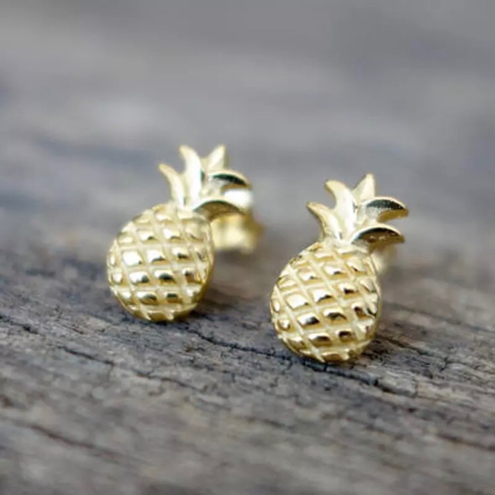 ✨ gold pineapple stud earrings  ✨ - Picture 2 of 4
